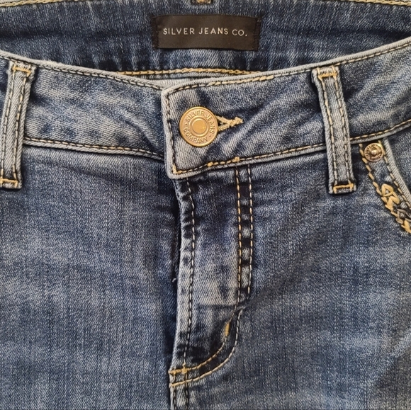 Silver Jeans Elyse Skinny Embroidered Medium wash size 30 - Picture 5 of 10